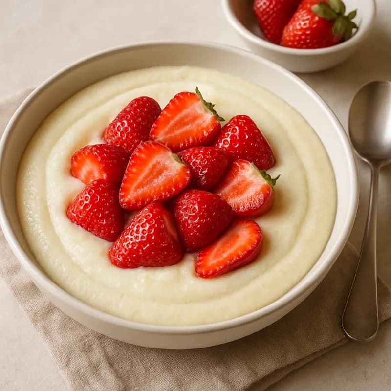 Grießbrei mit Erdbeeren
